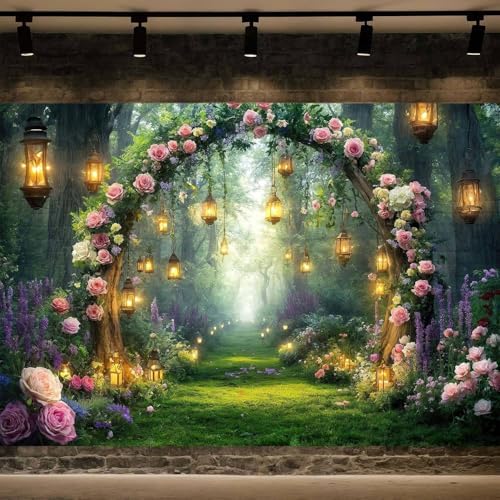 5x4ft Purple Flower Wedding Photography Backdrop Lavender Floral Wedding Bridal Photography Backdrop Anniversary Birthday Baby Shower Girl Party Banner Photo Booth Props Background Wall Decor - Image 5