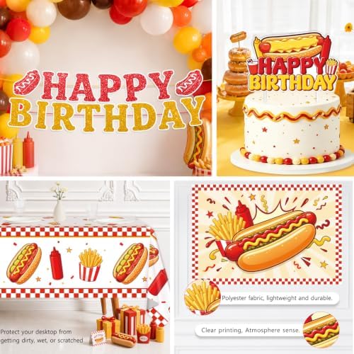 NeoRov 298 Pcs Hot Dog Party Decorations Tableware Balloon Arch Set - Image 4