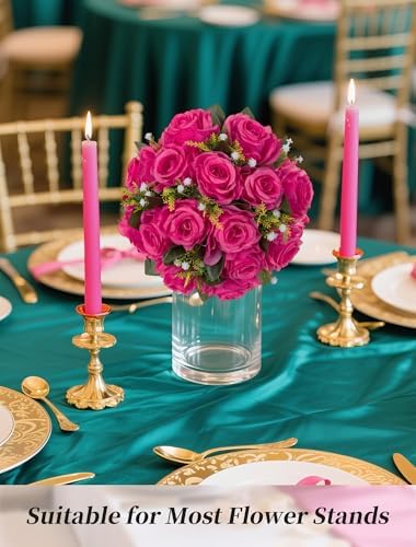 BLOSMON Hot Pink Flowers for Wedding: 10 Pcs Fakel Rose Balls for Table - Image 4