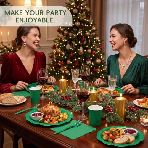 Green 175-Piece Decagonal Paper Plates Party Set, Serves 25 - Image 3