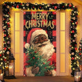 BlissYard Door Cover Black Santa Buffalo Plaid 35x71 Inch Polyester by BlissYard