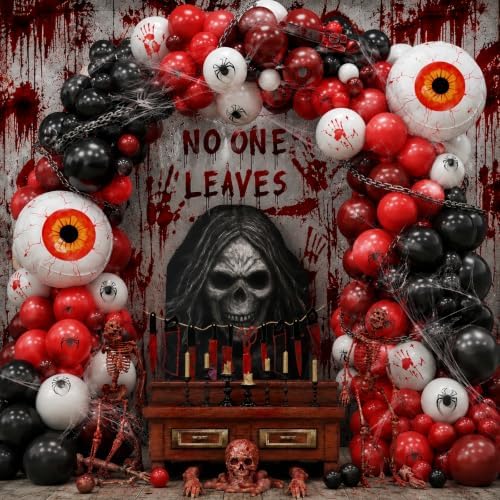 Red and Black Halloween Balloon Garland Arch Kit, Scary Birthday Decoration by Froova
