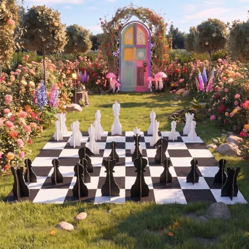 Junkin 13 Pcs Giant Wonderland Chess Set, Wonderland Party Decor - Image 5