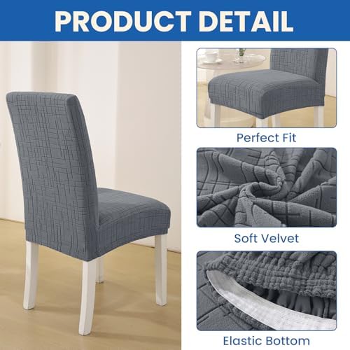 Super Stretch Chair Covers for Dining Chairs Set of 2, Light Gray - Image 5