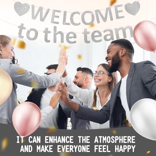 Pre-Strung Glitter Welcome to the Team Banner Welcome Banner Welcome Decorations for Office New Hire Events Corporate Onboarding & Team Building Parties (Silver) - Image 7