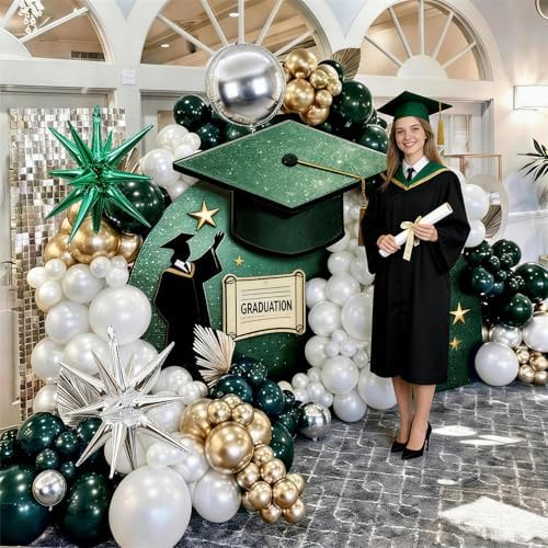 Green White Gold Balloons Arch Birthday Decor Graduation Party Anniversary - Image 3