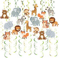 Safari Animal Party Streamers, 48 Pcs Jungle Theme Hanging Swirl Decorations - Hippo, Lion, Zebra & More for Birthday, Holiday, Classroom & Party Decor by AimtoHome