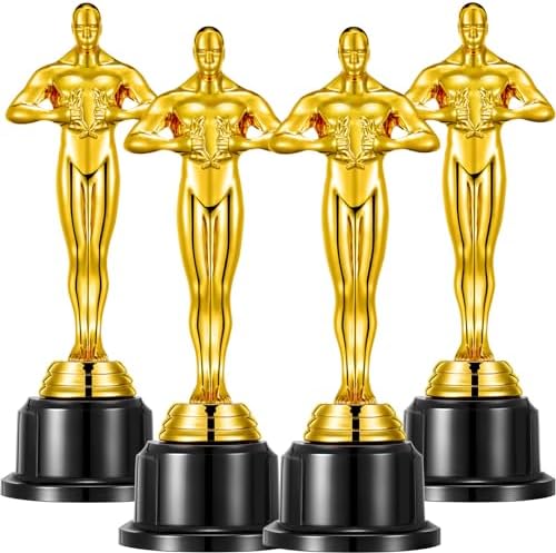 10'' Gold Award Trophy,4 Pack Gold Award Statues,Trophy for Award Ceremony,Celebration,Party Decorations,Party Props and Appreciation Gift by Jorpneost