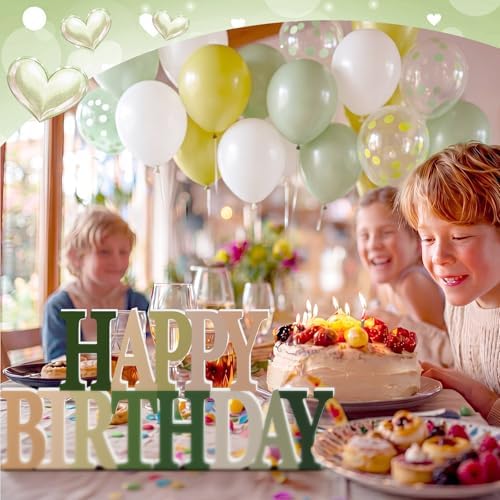 Novabright Happy Birthday Sign, Sage Green, No Glitter - Image 4