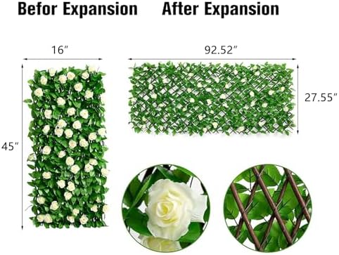 DOEWORKS Expandable Faux Ivy Trellis Fence, Patio Privacy Screen, 4 Pack - Image 3