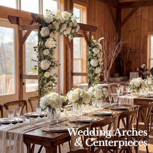 105PCS Hydrangea Artificial Flowers with Stronger Bendable Stems, Premium Silk Faux Hydrangea Flowers Bulk for DIY Wedding, Arches, Baby Showers & Large Event Decor(Ivory) - Image 4