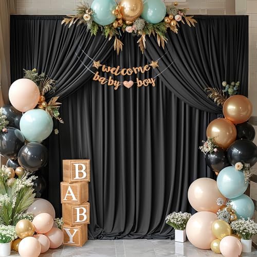 40x10ft Black Backdrop Curtain Panels for Parties - Wrinkle Free Polyester Photo Curtain Backdrop Wedding Back Drop Fabric Drapes for Party Decorations Background for Photography - Image 7