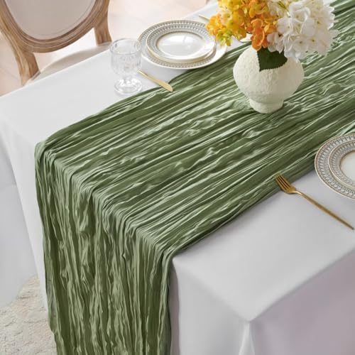 6 Pack Sage Green Cheesecloth Table Runner 35"×120" Gauze Table Runner - Image 4