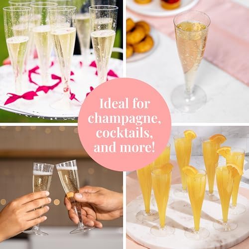 Prestee Disposable Champagne Flutes, 4.5 oz Plastic Champagne Glasses - Image 6