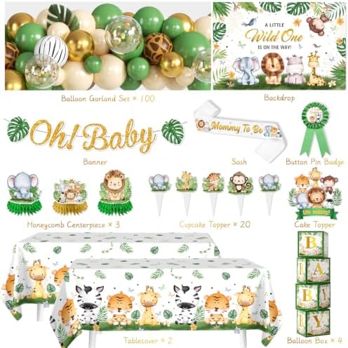 138Pcs Safari Baby Shower Decorations, Jungle Animal Balloon Arch Set - Image 2