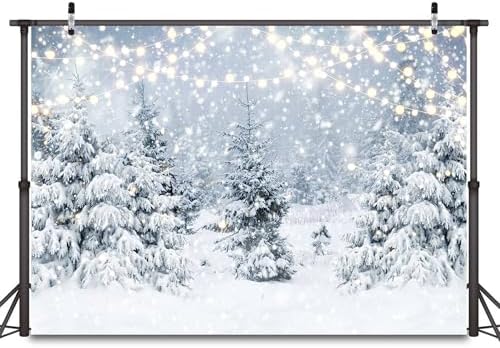 12x10ft Winter Snow Forest Backdrop Snowy Scene Wonderland Snowflake Glitter Snowy Pine Tree Photo Christmas Photography Backdrops Winter Landscape Forest New Year Holiday Party Decoration Banner - Image 3