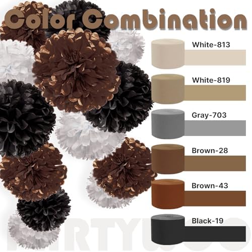 PartyWoo Brown Crepe Paper 8pcs 656 FT Gold Sand White Streamers - Image 3