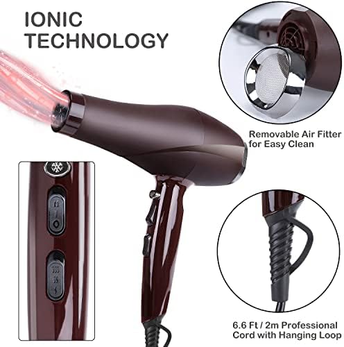 2000 Watt Hair Dryer, ARDIRO Blow Dryer with Diffuser Comb Concentrator for Women Men, Negative Ionic Quiet Hairdryer with Powerful Fast Dryring AC Motor for Curls - Image 4