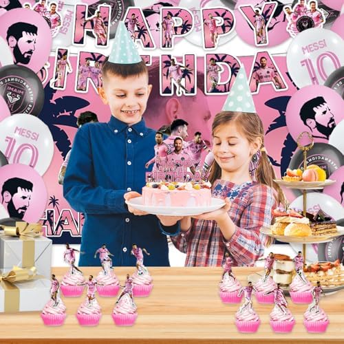 42Pack Messi Soccer Birthday Party Supplies Pack Includes，Banner，Cake Topper，Blackdrop,Balloons for party supplies (Green10) - Image 5