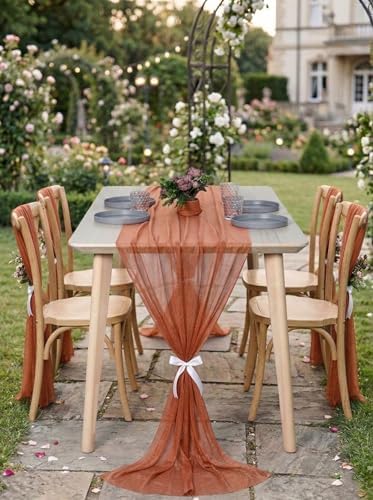 Pack of 20 Chiffon Table Runners 29 x 120 Inch, 14FT Long - Coral Peach - Image 4