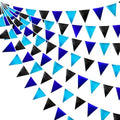 Black Blue Party Decorations Metallic Fabric Triangle Pennant Banner Flag Bunting Garland for Video Game Nautical Birthday Graduations Retirement Wedding Bachelorette Outdoor Holiday Party Supplies by pinkblume
