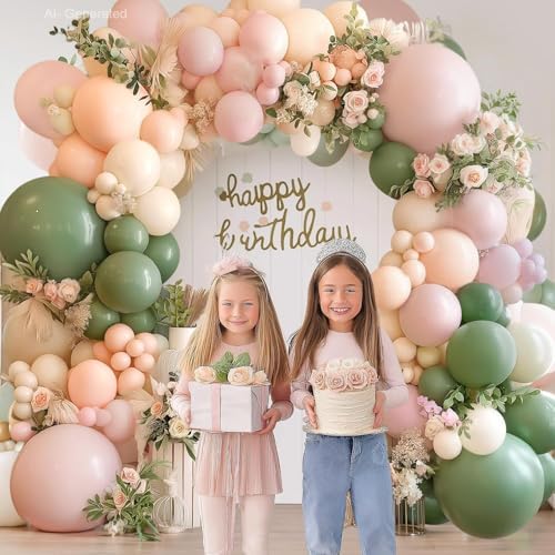 Blocesa Pink Green White Sand Balloons Arch Kit, Latex, Party Decor - Image 5