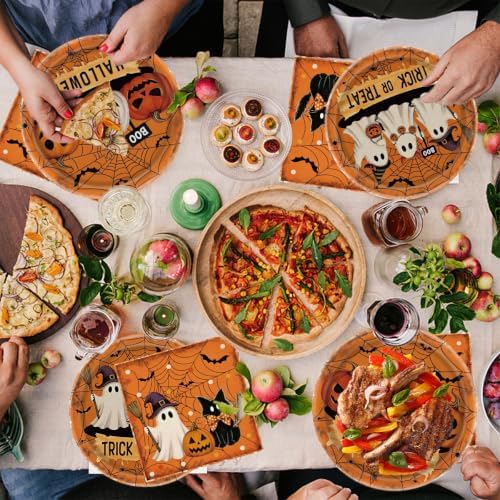 139Pcs Halloween Party Supplies Dinnerware Decorations -Tablecloth, Paper Plates, Cups, Straw, Napkins, Cutlery - Horror Halloween Birthday Party Decorations Tableware Serves 20 Guests - Image 6