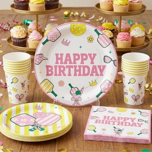 205pcs Pickleball Birthday Decorations Tableware Set, for 25 Guests - Image 5