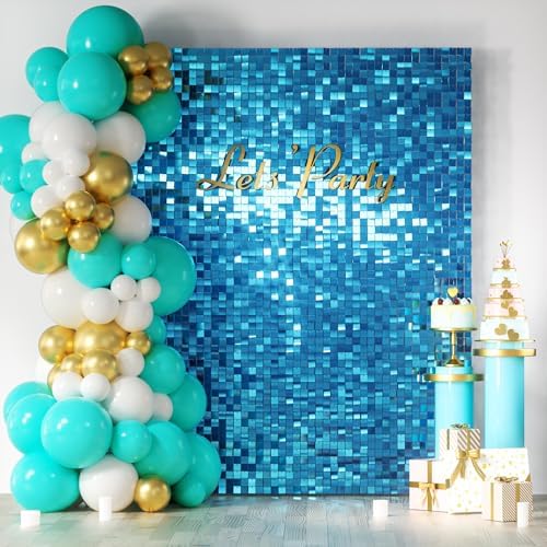 COKAOBE LiteGrid Series Shimmer Wall Backdrop - 24Pcs Turquoise Blue by COKAOBE