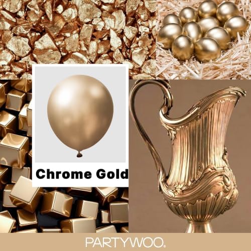PartyWoo Metallic Gold Balloons 50pcs Chrome Gold Color 12 Inch - Image 2
