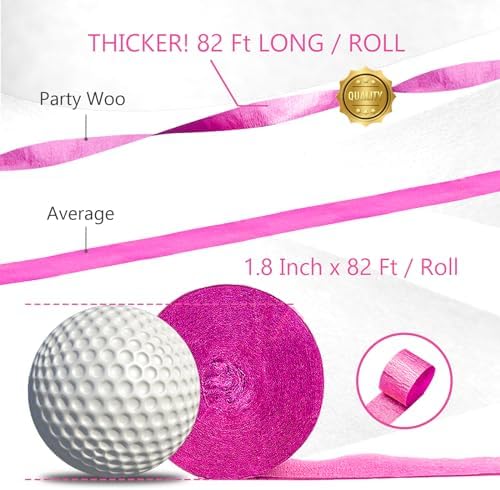 PartyWoo Pink Crepe Paper Streamers 10pcs 820 FT Pink Streamers - Image 4