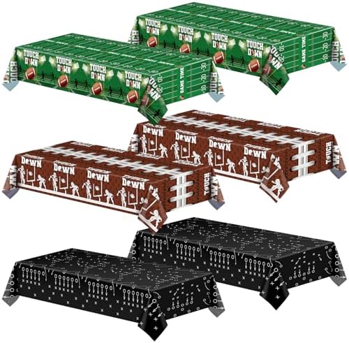 NatNarr 6 Pack Plastic Football Tablecloths, Superbowl Party Decorations by NatNarr