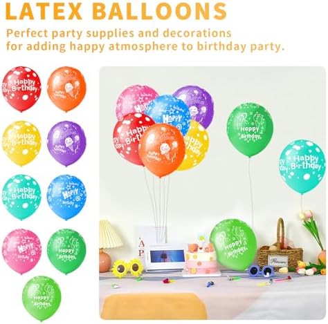 50pcs 12inch Happy Birthday Balloons for Men&Women, Assorted Balloons for Party, Beautiful Flowers Printed Decoration (Birthday) - Image 2