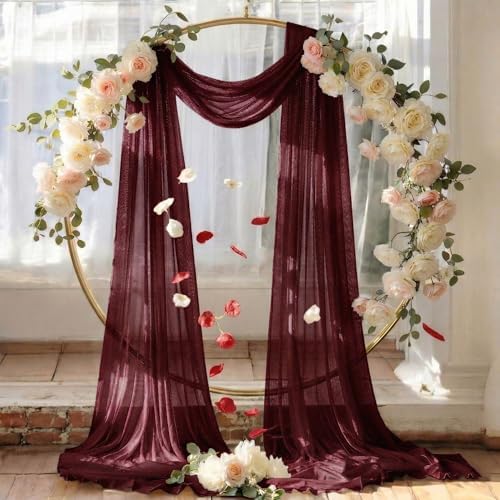 Pack of 1 Wedding Arch Drape Panel Fabric 30" x 100ft - Burgundy - Image 6