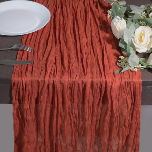Fall Table Runner Terracotta Cheesecloth Sheer Gauze Boho Decor 10ft by Snowkingdom