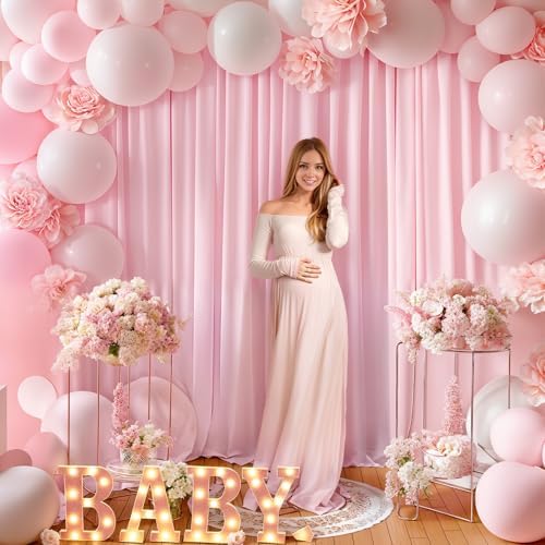 24x10FT Baby Pink Backdrop Curtains for Wedding Parties, Wrinkle Free Polyester Photography Backdrop Drapes for Wedding Baby Shower Birthday Parties Stage Background Stand Decorations 4x10ft,6 Panels - Image 6