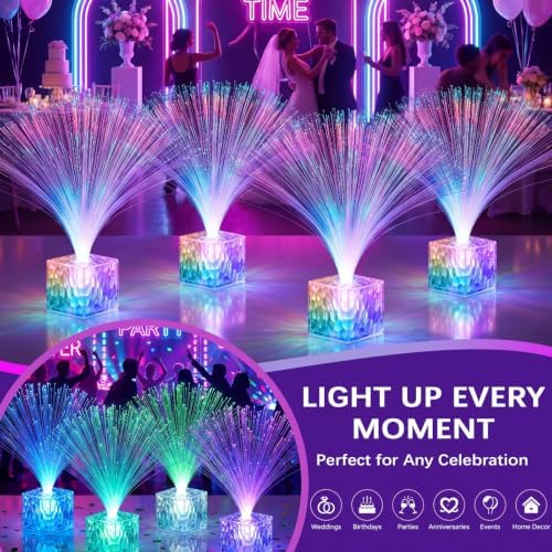 Amylove 4 Pcs Mini Fiber Optic Lamp Glow Party Favors, Clear, 16 Inch - Image 5