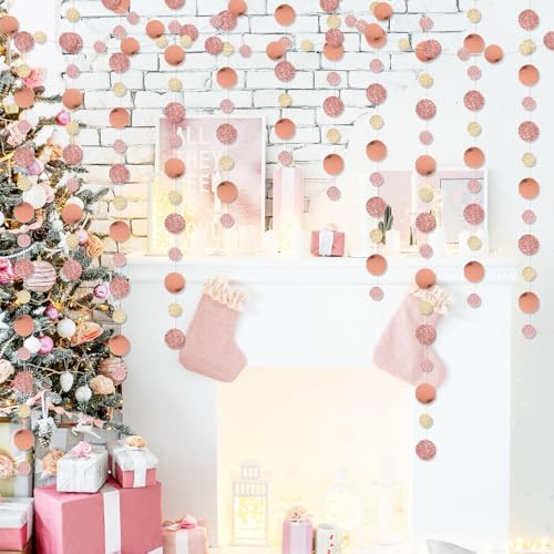 Outus 5 Pieces Rose Gold, Champagne Round Dots Garland Party Hanging Decor - Image 6
