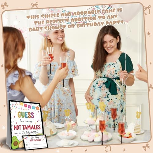 Taco Bout Love Decorations,Fiesta Guess How Many Baby Shower Game,Guess How Many Hot Tamales are in the Jar,Birthday Party Game & Activities 50 Cards and Sign - Image 6