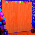 6 Pack 3.3Ft x 6.6Ft Orange Glow in The Dark Foil Fringe Curtain Backdrop Party Supplies, Fluorescent Macaron Metallic Tinsel Foil Streamers Curtain Photo Booth for Neon Birthday Party Decorations by Zachely