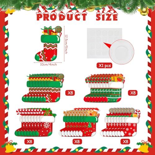 Blulu 40pcs Christmas Cutouts Winter Bulletin Board, Stocking 3D - Image 2