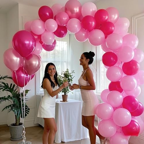 412Pcs Pink Balloon Garland Arch Kit,18 12 10 5 Inch Hot Pink Balloons Metallic Magenta Latex Balloons for Birthday Shower Princess Theme Party Wedding valentines Background Decorations - Image 6