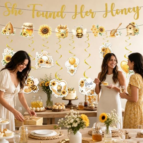 She Found Her Honey Bridal Shower Decorations Banner Swirls 10PCS - Image 6