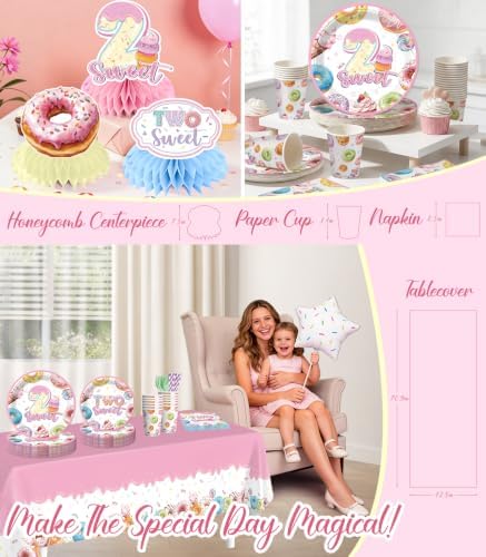 Cocomigo Two Sweet Birthday Decorations for Girls, Serves 20 - Image 5