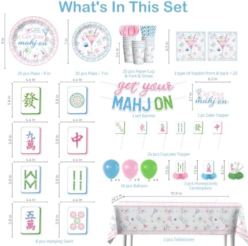 205PCS wellspar Mahjong Party Supplies Tableware Set, Serves 25 Guests - Image 2