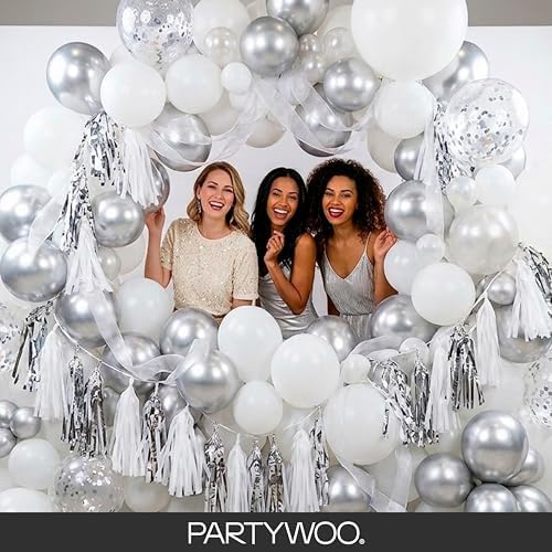 PartyWoo White Balloons 140pcs Matte White Latex Balloons Different Sizes - Image 5