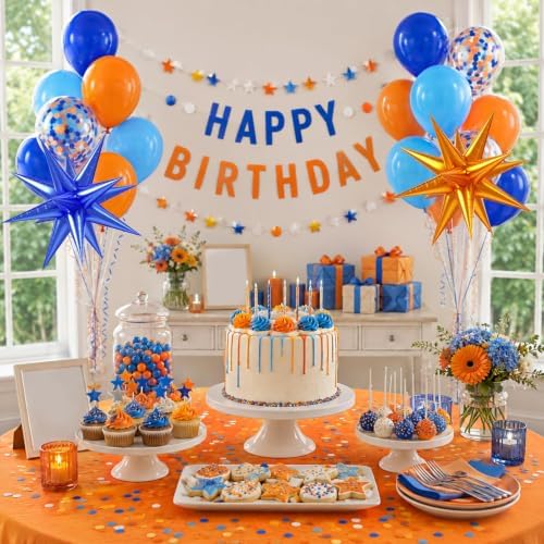 52pcs 12inch Blue and Orange Balloons with Royal Blue and Orange Balloons - Image 7