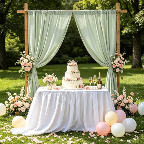 Pea Green Backdrop Curtains 10ftx10ft Garden Polyester Photo Drapes - Image 5