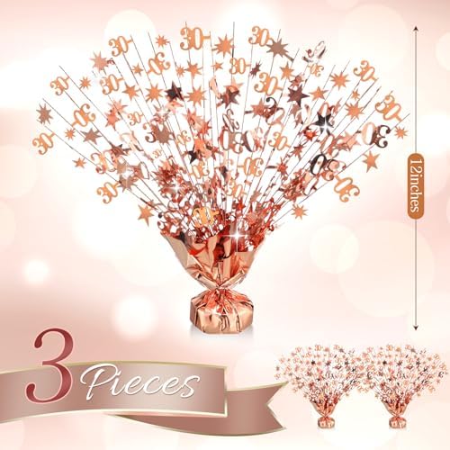 3 Pcs 30th Rose Gold Birthday Decoration 30th Table Centerpiece - Image 2
