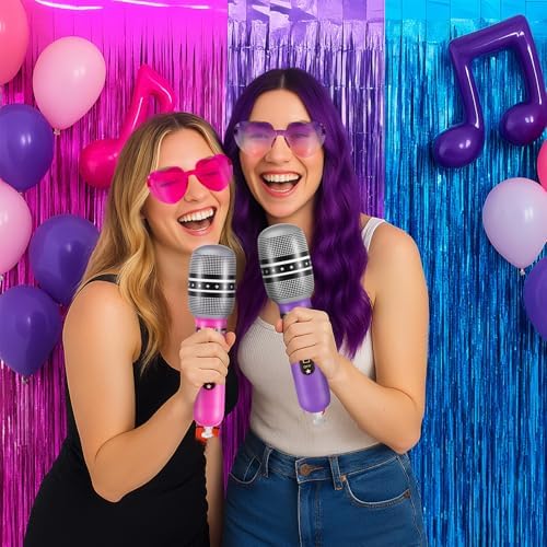 24 Pcs K-pop Party Favor Inflatable Microphone Heart Sunglasses, Pink - Image 6